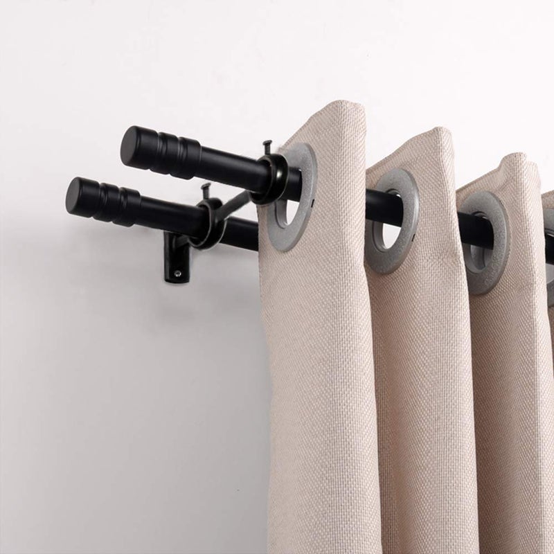 Goowin Curtain Rod Bracket, 3pcs Adjustable Curtain Rod Holder, Double Curtain Brackets Wall Mount Curtain Rod Hooks for Living Room Bathroom Bedroom Curtain rods, Drapery Rods (Black) - Image 2